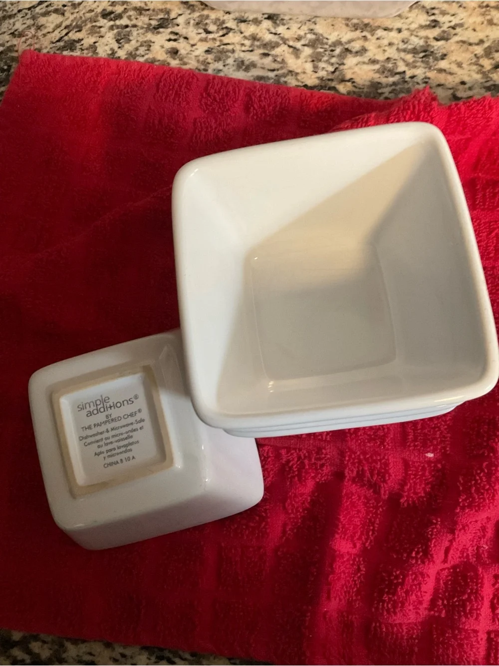 The Pampered Chef White Square Ceramic Bowls & Plates Set
